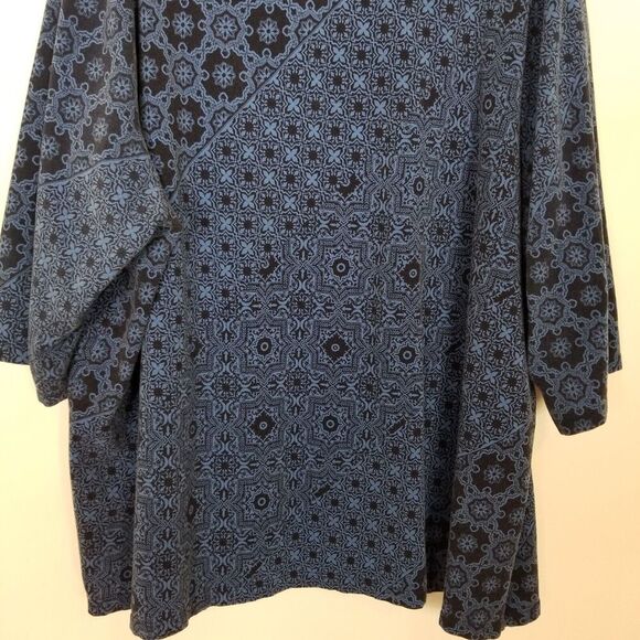 Catherine's Women Plus Floral Blouse Top Sz 3X Blue Pullover Boho - Picture 6 of 8
